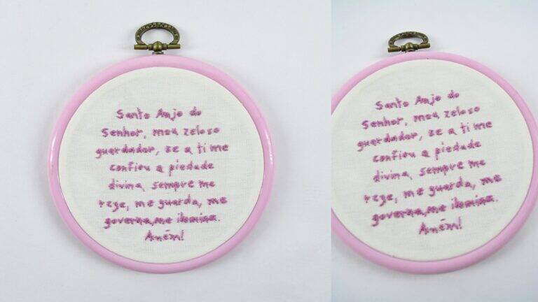 Bordado Santo Anjo: Faça uma Linda Mensagem Bordada!