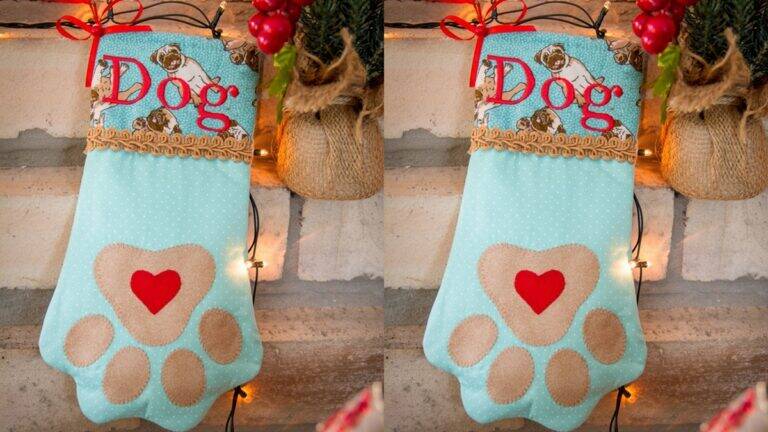 Bota de Natal com Tema Cachorros em Patchwork!