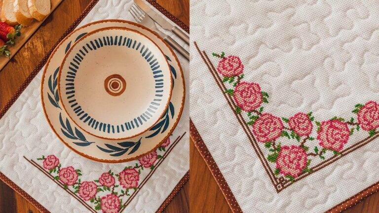 Jogo Americano de Rosas com Bordado: Aprenda a Fazer o Seu!