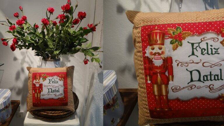 Mini Almofada em Patchwork: Seu Natal Mais Charmoso!