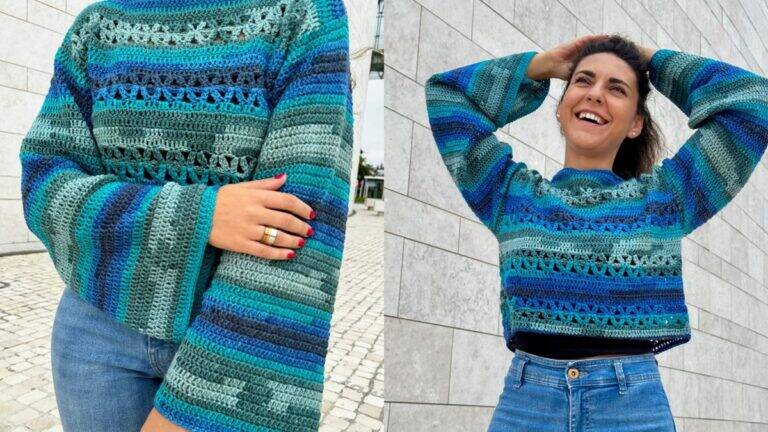 Linda Blusa de Crochê Azul: Aprenda a Fazer a Sua!
