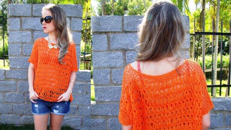 Blusa de Crochê Laranja: Comece o Verão com Estilo!