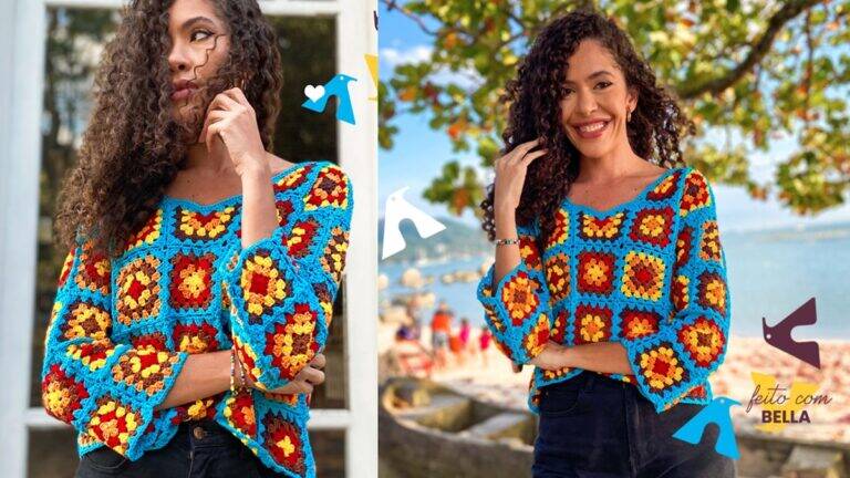 Blusa de Crochê com Quadradinhos da Vovó: Faça a Sua!