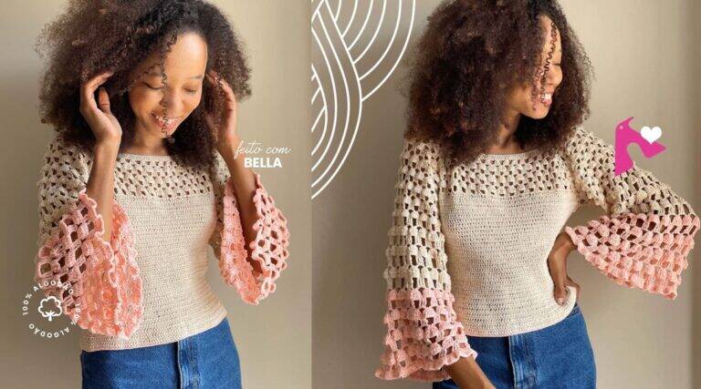 Blusa em Crochê Topdown Bella: Faça a Sua!
