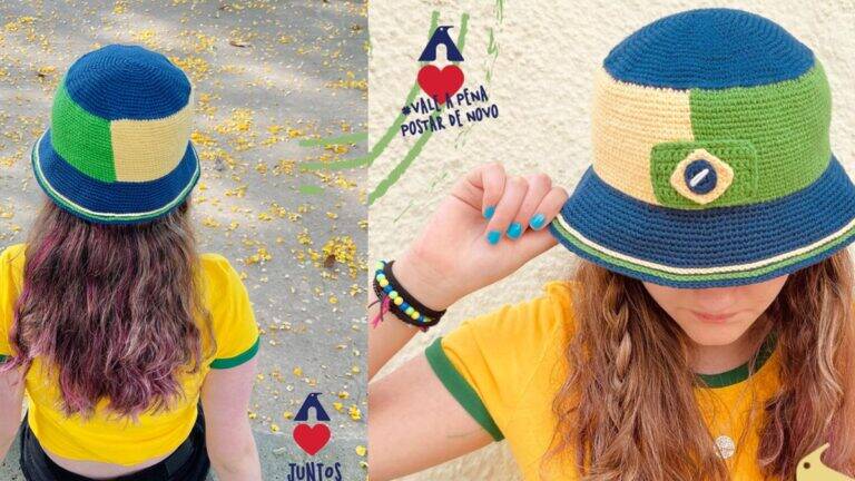 Bucket Hat Brasil em Crochê: Faça o Seu!