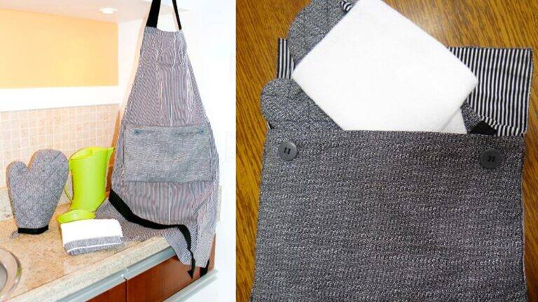 Conjunto Avental em Patchwork: Estilo e Criatividade na Cozinha!