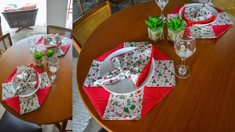 Jogo Americano com Guardanapo de Natal em Patchwork: Guia!