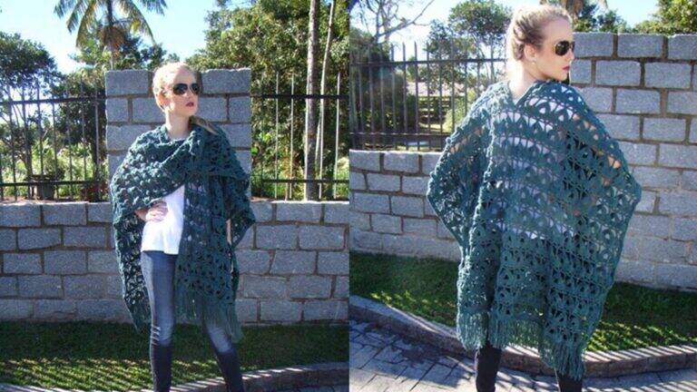 Poncho em Crochê Verde: Aprenda a Fazer o Seu!