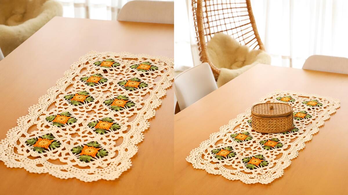 trilho de mesa em crochê