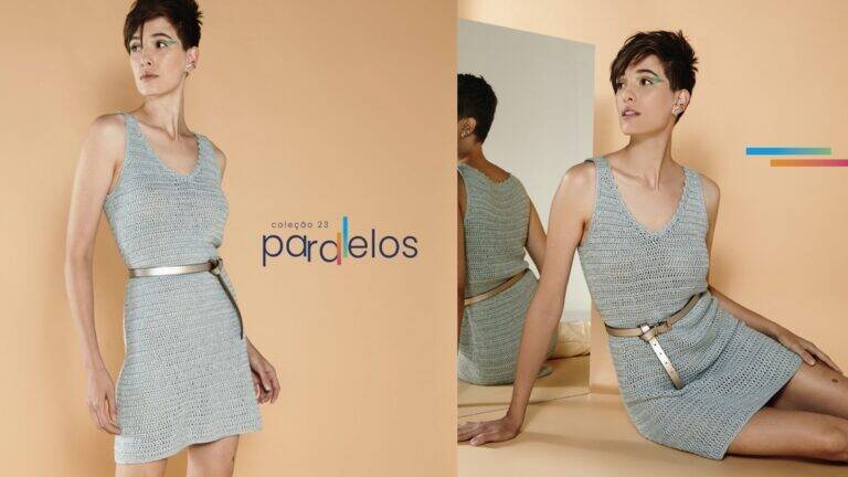 Vestido de Crochê Cinza: Uma Peça Linda e Elegante!