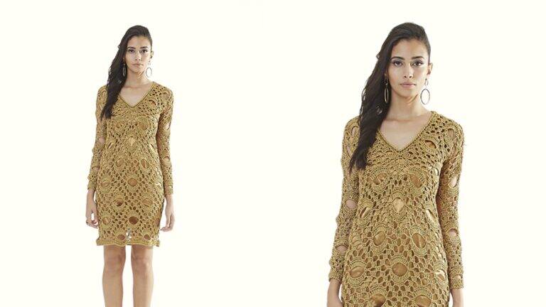 Vestido de Crochê Ouro: Uma Peça Linda Para Festas Especiais!