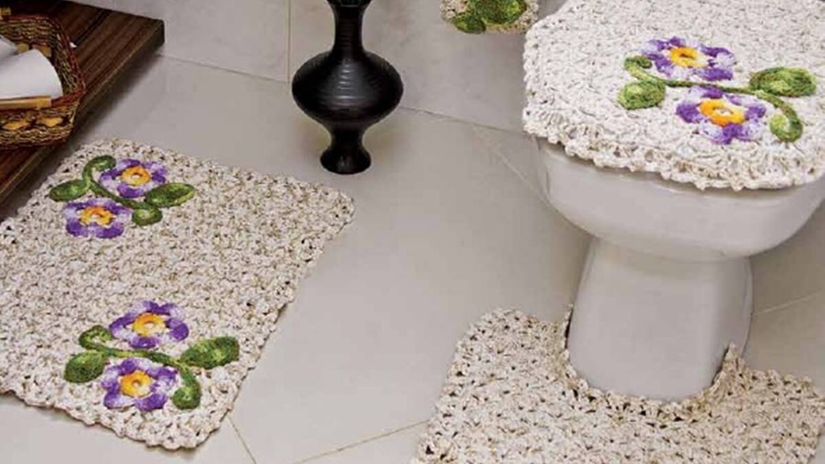 conjunto de tapetes em crochê