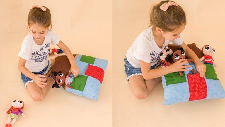 Almofada em Patchwork: Uma Casa de Boneca em Almofada!