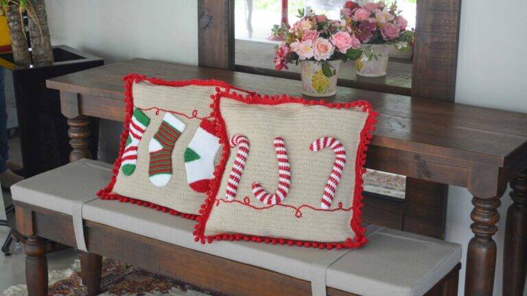 Almofadas de Crochê para o Natal: Mais Detalhes na Decoração!