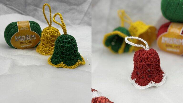 Amigurumi de Sinos de Natal: Um Detalhe Encantador!