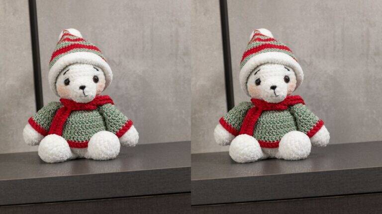 Amigurumi de Ursinho Polar Natalino: A Decoração Perfeita!