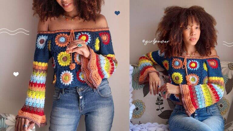 Blusa em Crochê Greta: Um Modelo Lindo, Charme e Versátil!