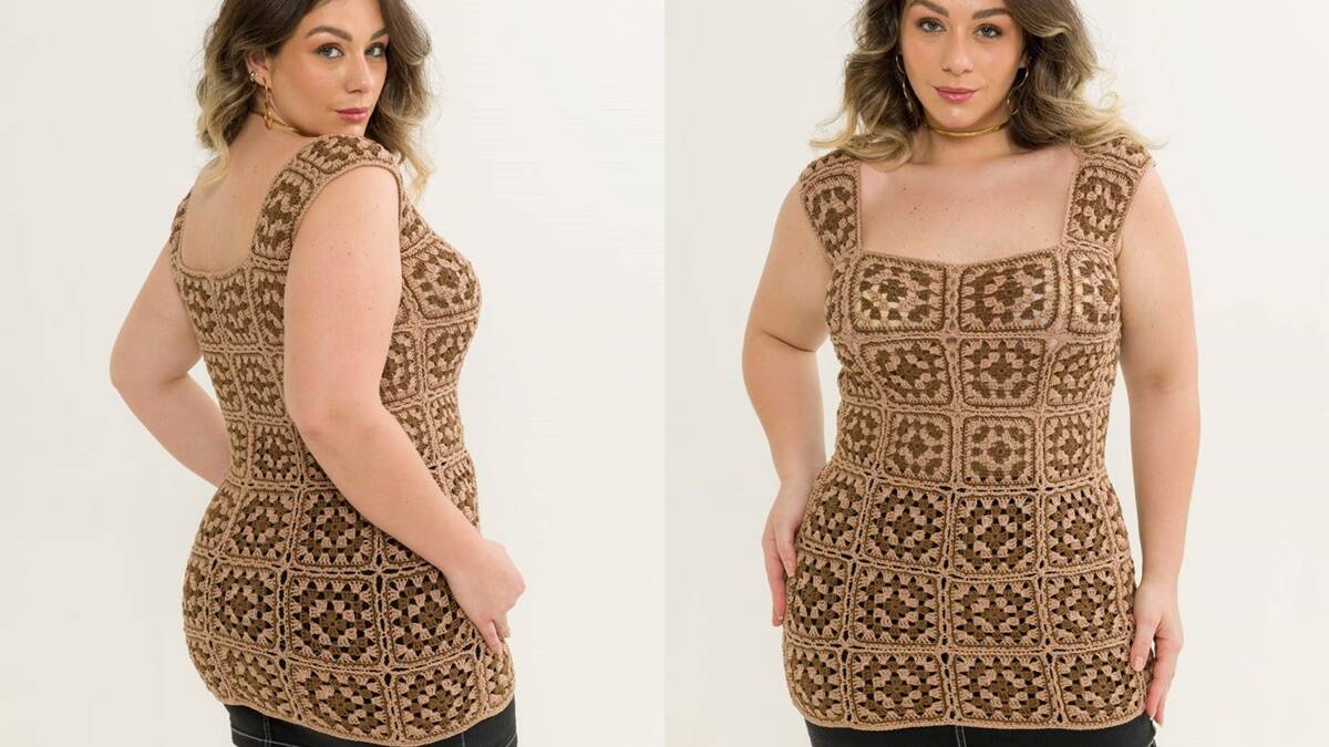 blusa de crochê chocolate