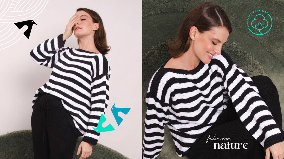 Blusa de Tricô Preto e Branco: Uma Peça Moderna e Estilosa!
