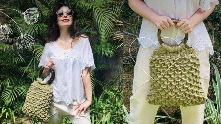 Bolsa de Crochê Escama: Modelo Lindo e Elegante!