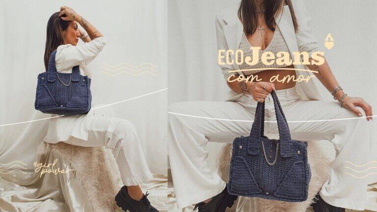 Bolsa de Crochê Rock Jeans: Estilo e Elegância em uma Peça!