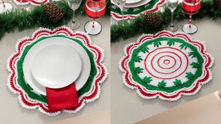 Jogo de Sousplat em Crochê Natalino: Se Prepare para o Natal!