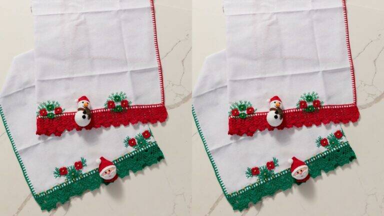 Pano de Prato em Crochê – Papai Noel: Charme Natalino!