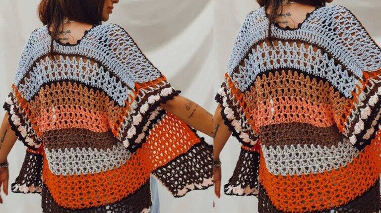 Kimono de Crochê: Uma Peça Linda e Estilosa!