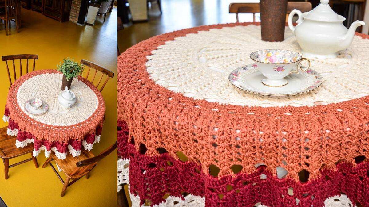 toalha de mesa em crochê