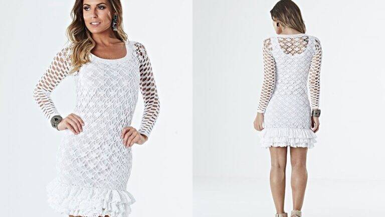 Vestido em Crochê Branco com Babados: Guia Completo!