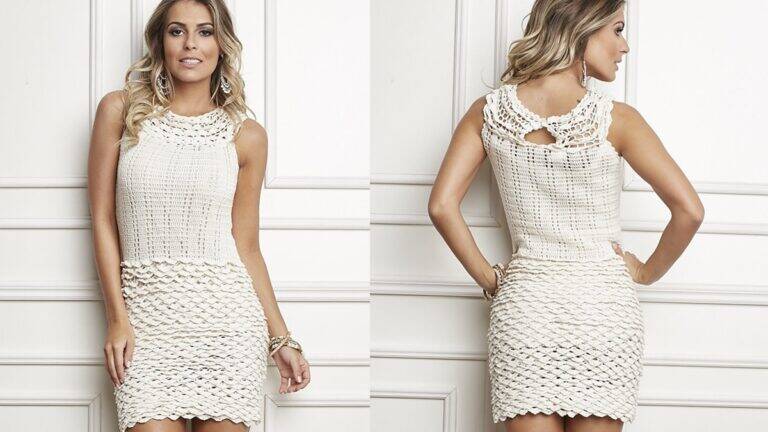 Vestido em Crochê Off-White: Estilo e Elegância em Uma Peça!