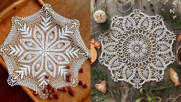 12 Toalhas de Mesa de Natal: Criações em Crochê para uma Decoração Mágica