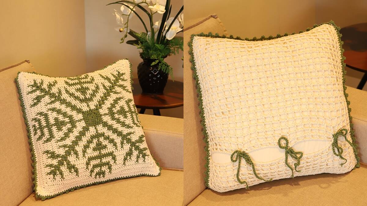 Almofada de Crochê Natureza: Um Toque Natural em Crochê!