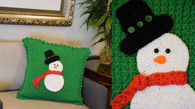 Almofada de Crochê Boneco de Neve: A Decoração Perfeita!