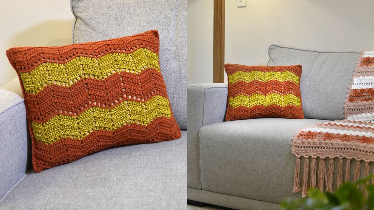 Almofada de Crochê Chevron: A Peça Perfeita para Seu Sofá!