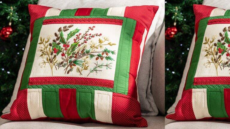 Patchwork Natalino: Uma Almofada Linda Para sua Decoração!