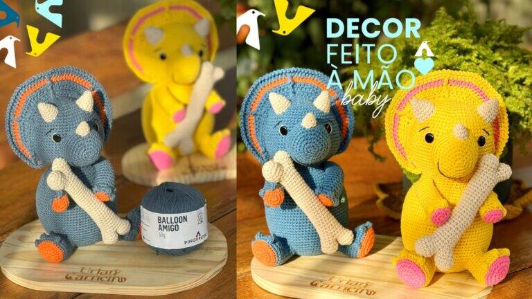 Amigurumi Triceratops: Dê Vida ao Seu Dinossauro Fofinho!