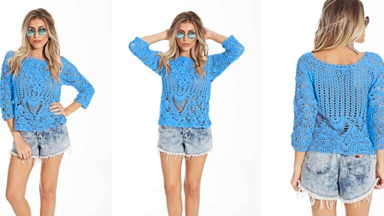 Blusa em Crochê Acqua: Uma Peca Linda e Cheia de Charme!