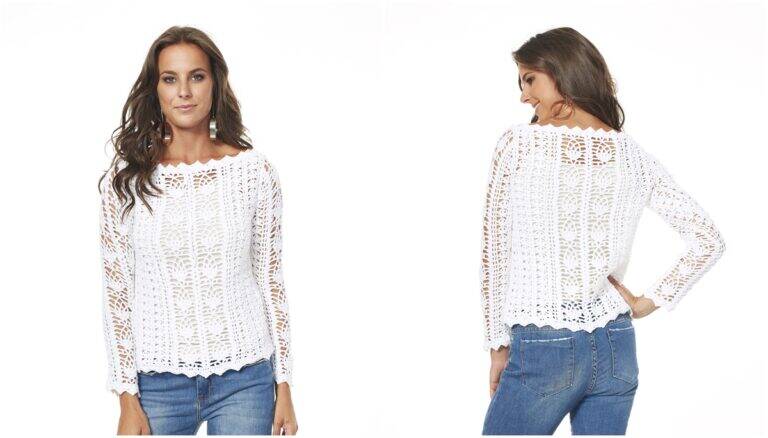 Blusa de Crochê Branca: Modelo Lindo e Charmoso com Guia!