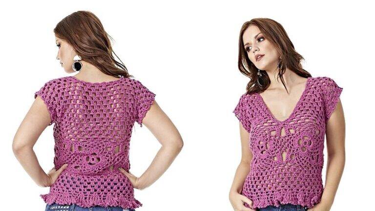 Blusa de Crochê Violeta: Um Projeto Fácil e Charmoso!