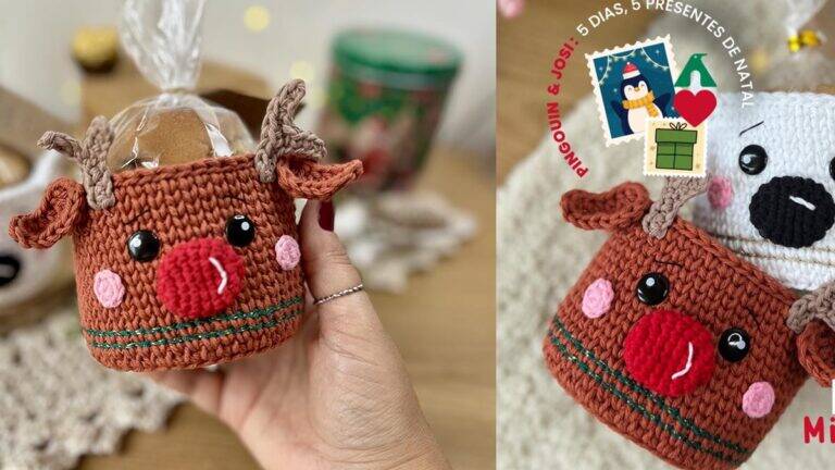Mini Cestos de Crochê Natalinos: Um projeto Divertido e Especial!