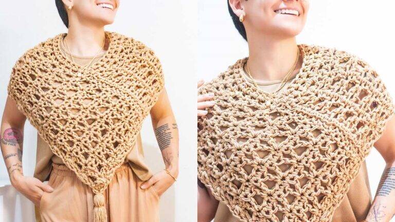Pelerine de Crochê Avelã: Um Toque de Aconchego e Estilo!