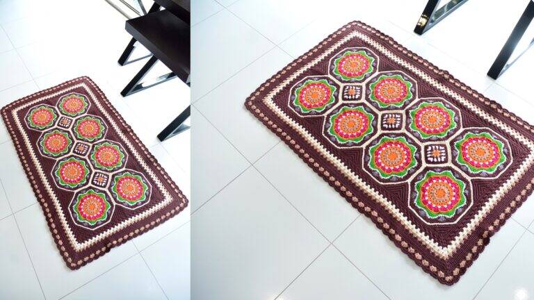 Tapete em Crochê Azulejo Persa: Guia Completo com Gráficos!