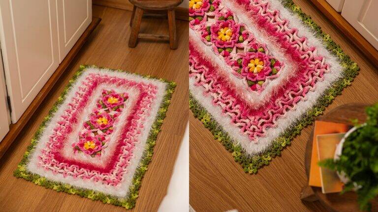 Tapete de Crochê Rosas Tropicais: Um Modelo Lindo e Charmoso!