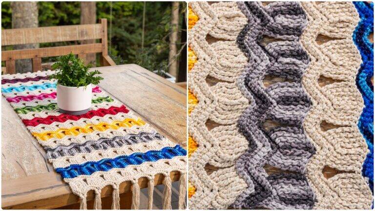 Caminho de Mesa em Crochê Ondas Coloridas: Guia Completo!