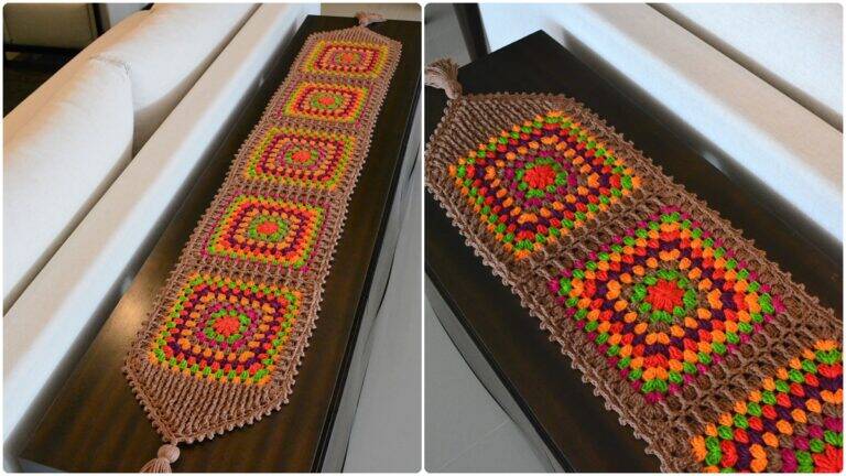 Trilho de Mesa em Crochê Square: Modelo Simples e Chamativo!