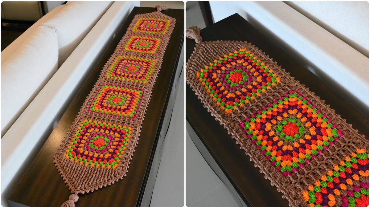 trilho de mesa em crochê