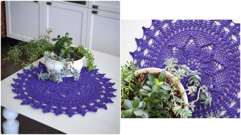 Centro de Mesa em Crochê Violeta: Decore Sua Casa!