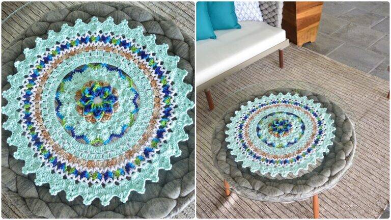 Centro de Mesa em Crochê Glacial: Peça Linda para Decorar!