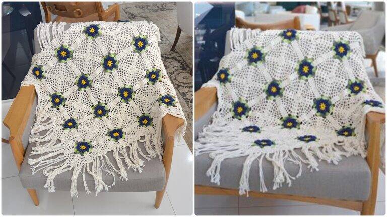 Manta de Crochê com Franjas: Peça Linda e Aconchegante!